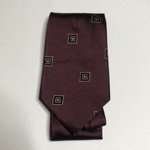Gucci  Italy Plum Aubergine Woven G Stamp Monogram Vertical Twill Silk Tie